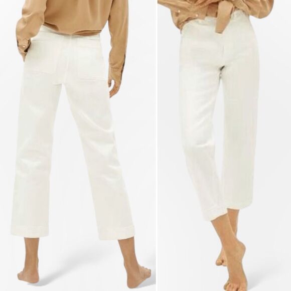Everlane The Straight Leg Crop in Bone Neutral Taupe Cotton Twill Women’s Size 4 - Picture 4 of 10